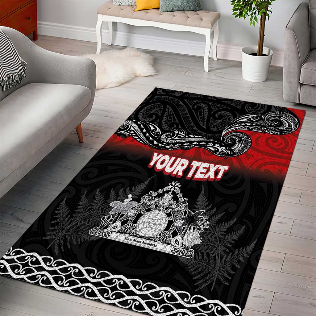 Personalised Maori King Movement Area Rug Te Paki-o-Matariki with Silver Ferns and Polynesian Art Tattoo LT03 - Polynesian Pride