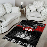 Personalised Maori King Movement Area Rug Te Paki-o-Matariki with Silver Ferns and Polynesian Art Tattoo LT03 - Polynesian Pride