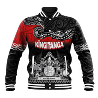 Personalised Maori King Movement Baseball Jacket Te Paki-o-Matariki with Silver Ferns and Polynesian Art Tattoo LT03 Unisex Red - Polynesian Pride