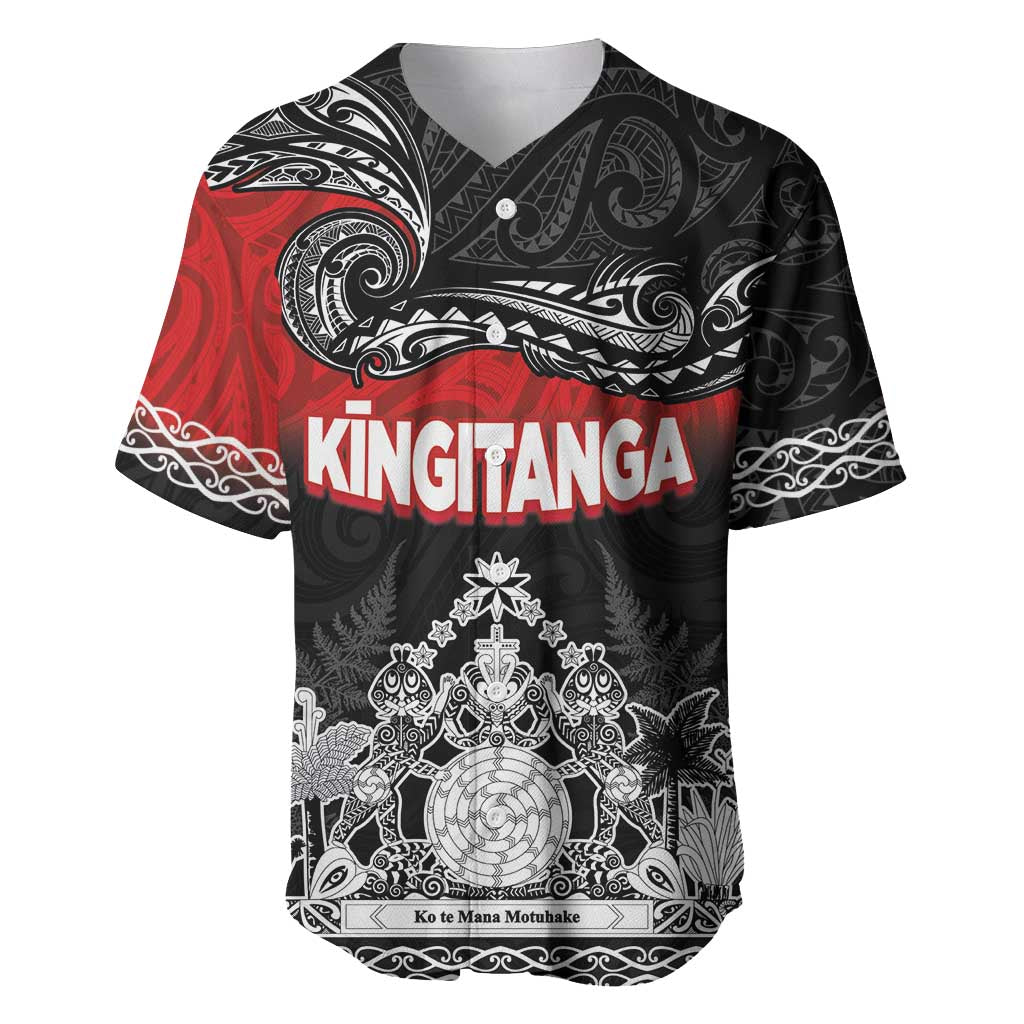 Personalised Maori King Movement Baseball Jersey Te Paki-o-Matariki with Silver Ferns and Polynesian Art Tattoo LT03 Red - Polynesian Pride