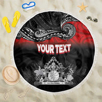 Personalised Maori King Movement Beach Blanket Te Paki-o-Matariki with Silver Ferns and Polynesian Art Tattoo LT03 One Size 150cm Red - Polynesian Pride
