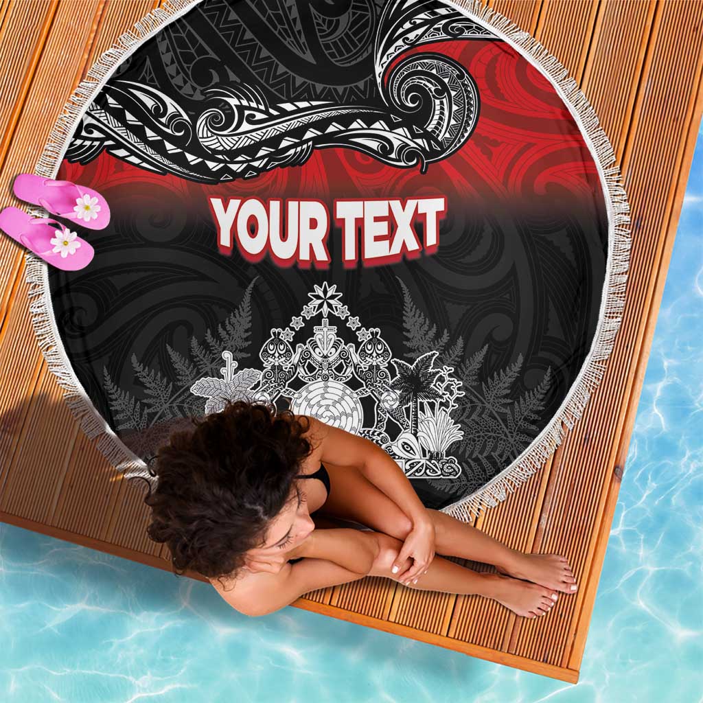 Personalised Maori King Movement Beach Blanket Te Paki-o-Matariki with Silver Ferns and Polynesian Art Tattoo LT03 - Polynesian Pride