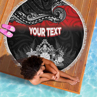Personalised Maori King Movement Beach Blanket Te Paki-o-Matariki with Silver Ferns and Polynesian Art Tattoo LT03 - Polynesian Pride