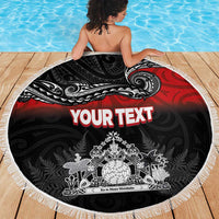 Personalised Maori King Movement Beach Blanket Te Paki-o-Matariki with Silver Ferns and Polynesian Art Tattoo LT03 - Polynesian Pride