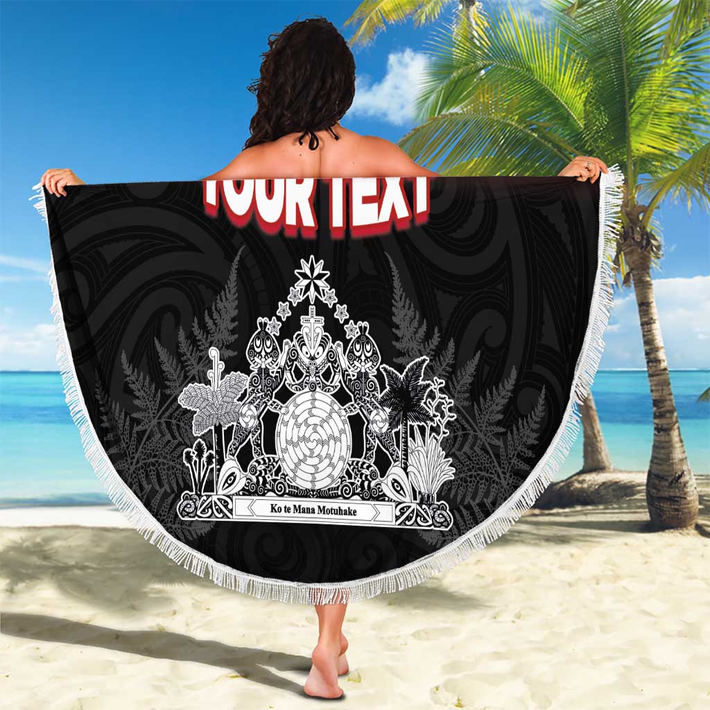 Personalised Maori King Movement Beach Blanket Te Paki-o-Matariki with Silver Ferns and Polynesian Art Tattoo LT03 - Polynesian Pride