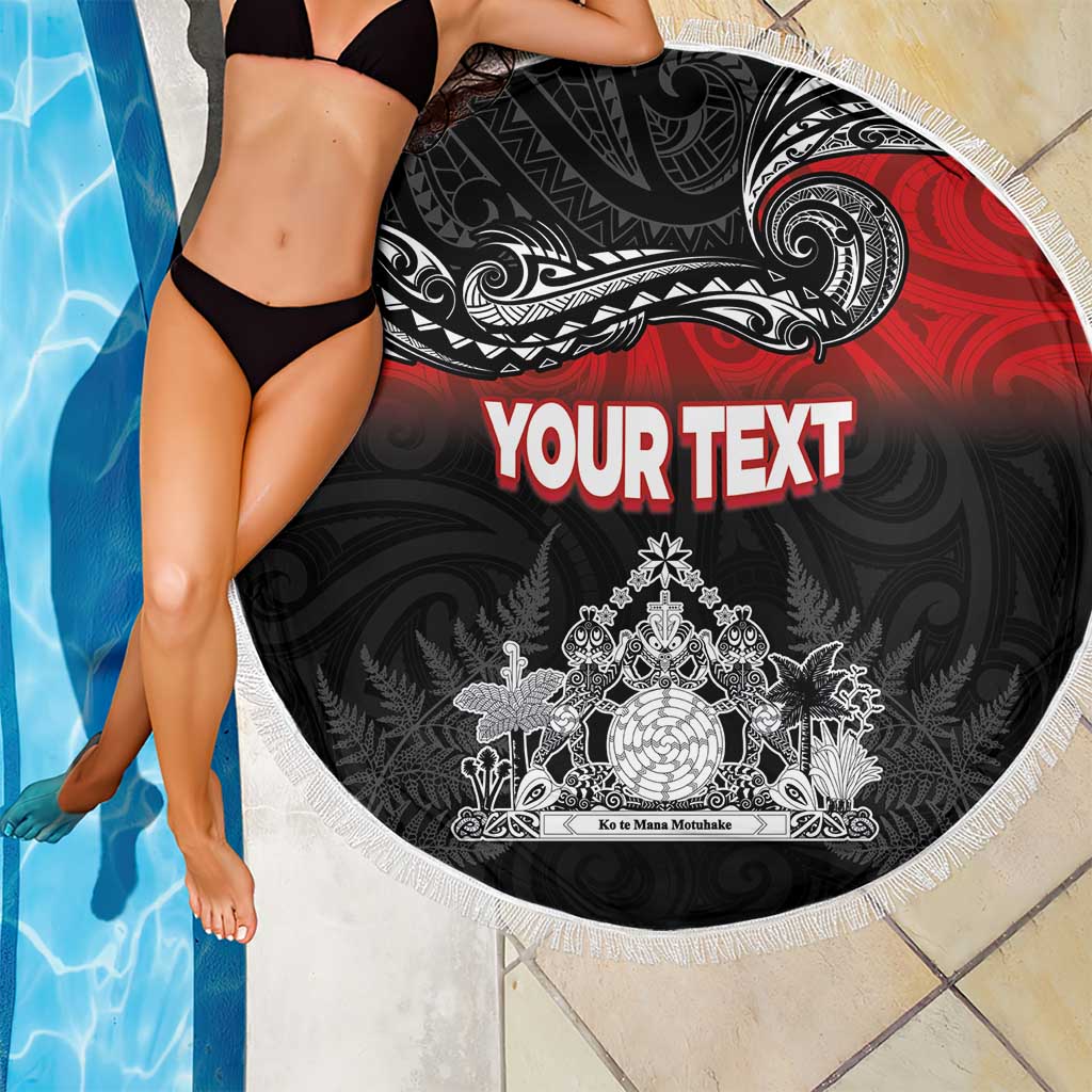 Personalised Maori King Movement Beach Blanket Te Paki-o-Matariki with Silver Ferns and Polynesian Art Tattoo LT03 - Polynesian Pride