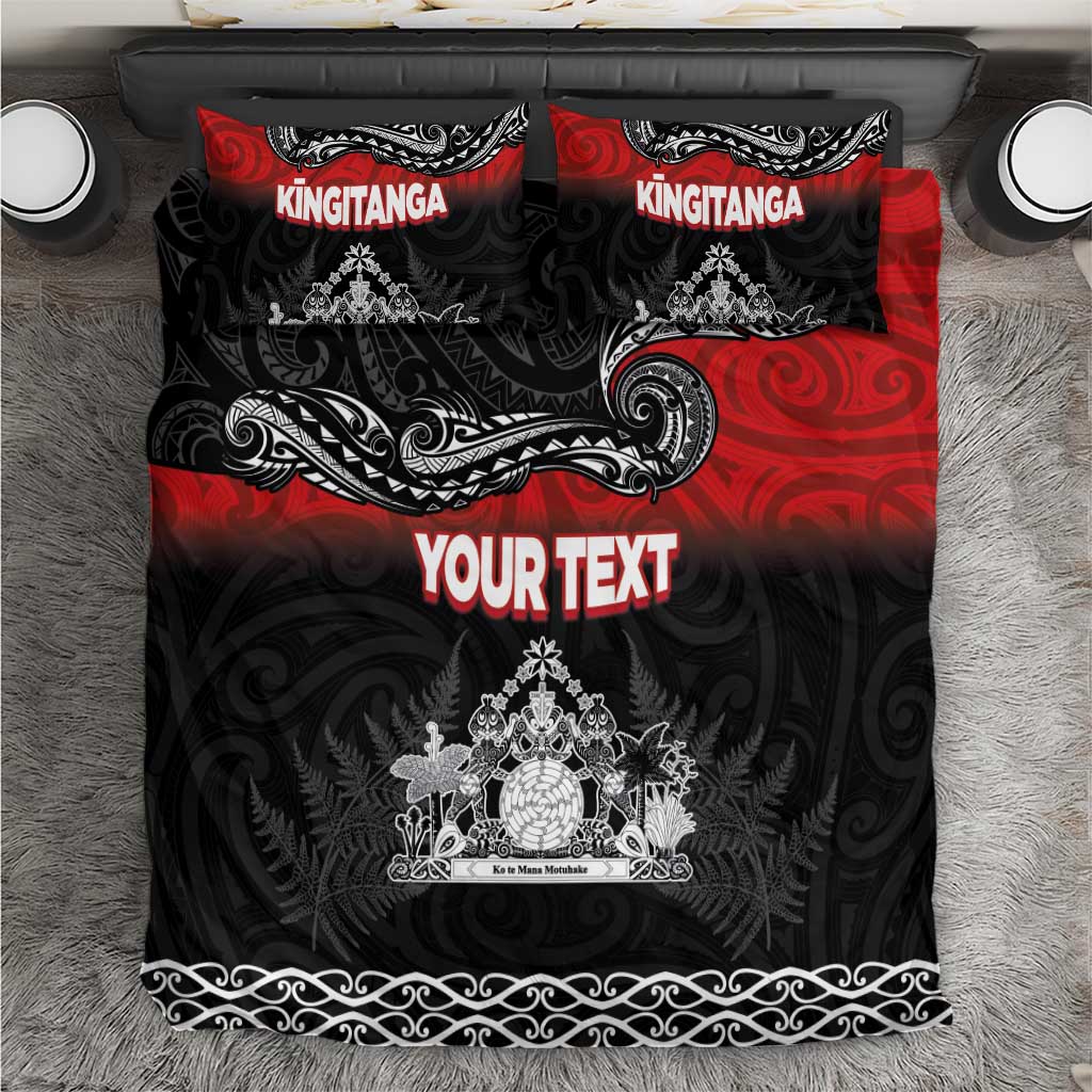 Personalised Maori King Movement Bedding Set Te Paki-o-Matariki with Silver Ferns and Polynesian Art Tattoo LT03 Red - Polynesian Pride