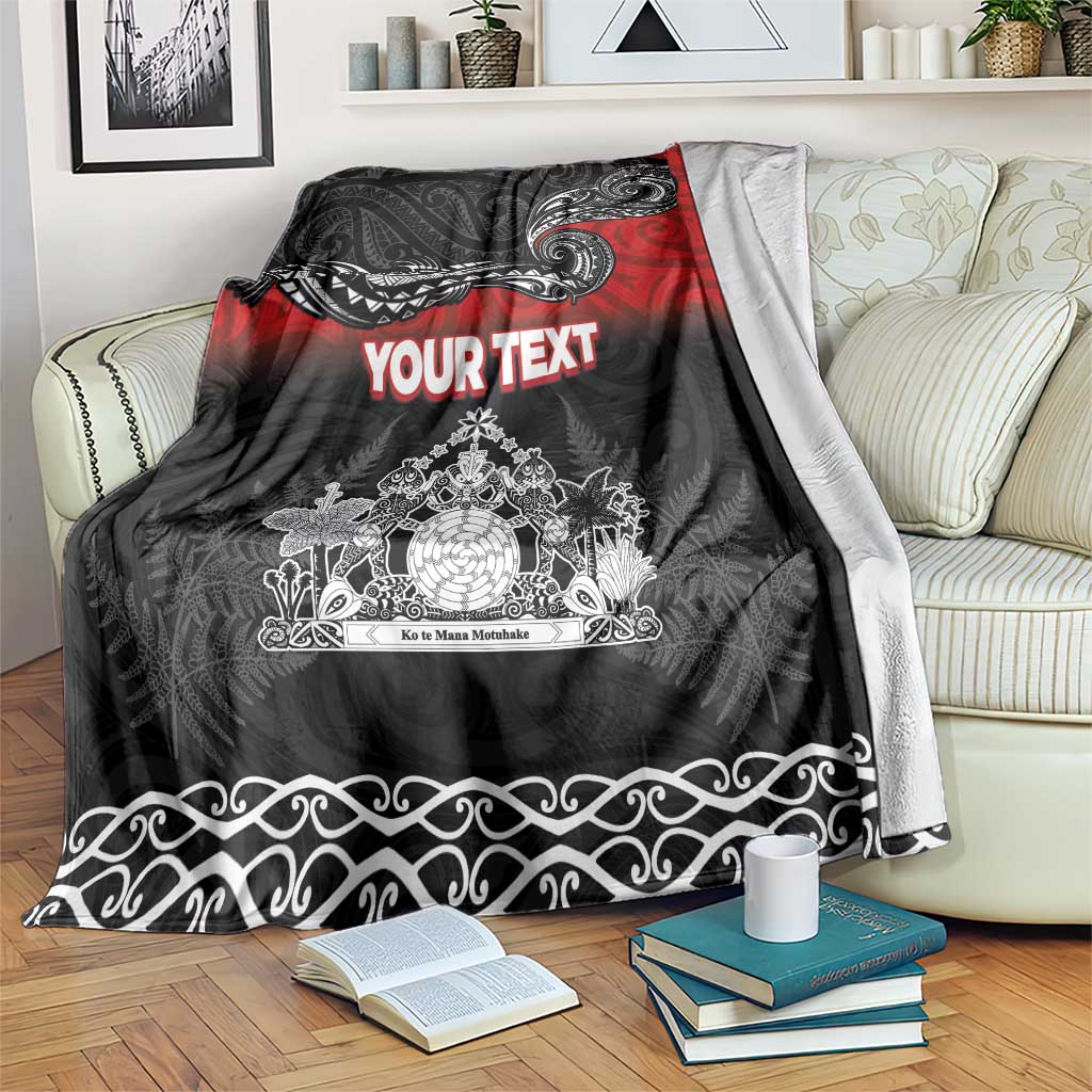 Personalised Maori King Movement Blanket Te Paki-o-Matariki with Silver Ferns and Polynesian Art Tattoo LT03 Red - Polynesian Pride