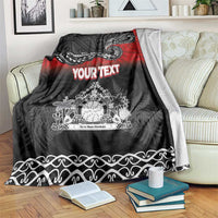 Personalised Maori King Movement Blanket Te Paki-o-Matariki with Silver Ferns and Polynesian Art Tattoo LT03 Red - Polynesian Pride