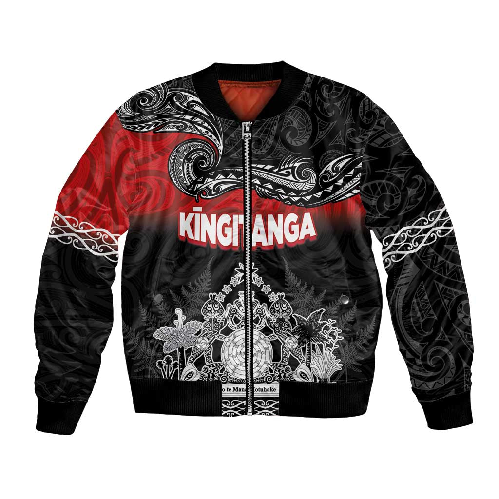 Personalised Maori King Movement Bomber Jacket Te Paki-o-Matariki with Silver Ferns and Polynesian Art Tattoo LT03 Unisex Red - Polynesian Pride