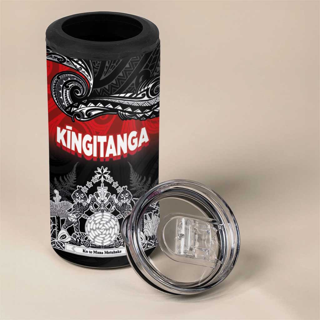Personalised Maori King Movement 4 in 1 Can Cooler Tumbler Te Paki-o-Matariki with Silver Ferns and Polynesian Art Tattoo LT03 - Polynesian Pride