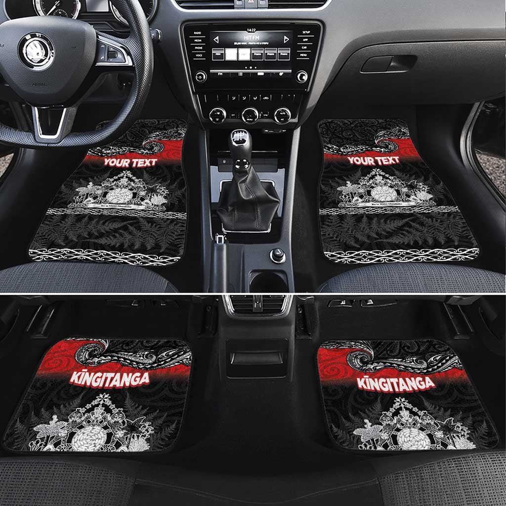 Personalised Maori King Movement Car Mats Te Paki-o-Matariki with Silver Ferns and Polynesian Art Tattoo LT03 Set 4pcs Red - Polynesian Pride