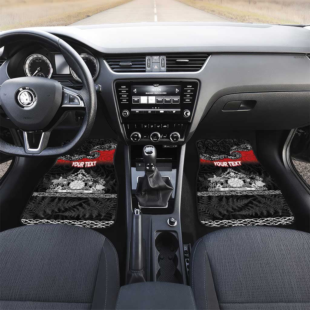 Personalised Maori King Movement Car Mats Te Paki-o-Matariki with Silver Ferns and Polynesian Art Tattoo LT03 Set 2pcs - Front Red - Polynesian Pride