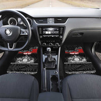 Personalised Maori King Movement Car Mats Te Paki-o-Matariki with Silver Ferns and Polynesian Art Tattoo LT03 Set 2pcs - Front Red - Polynesian Pride