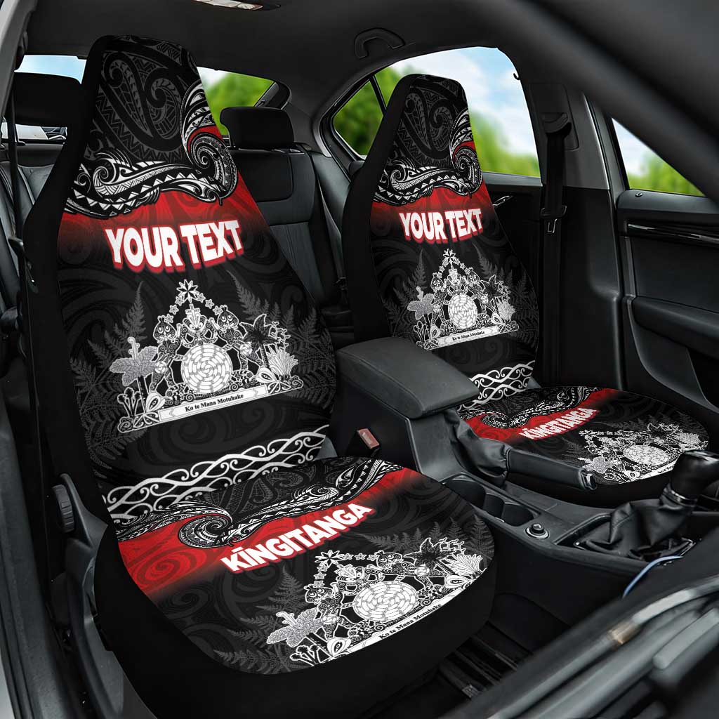 Personalised Maori King Movement Car Seat Cover Te Paki-o-Matariki with Silver Ferns and Polynesian Art Tattoo LT03 One Size Red - Polynesian Pride