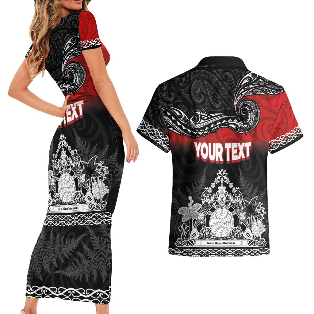 Personalised Maori King Movement Couples Matching Short Sleeve Bodycon Dress and Hawaiian Shirt Te Paki-o-Matariki with Silver Ferns and Polynesian Art Tattoo LT03 - Polynesian Pride