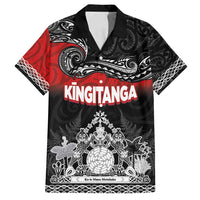 Personalised Maori King Movement Family Matching Long Sleeve Bodycon Dress and Hawaiian Shirt Te Paki-o-Matariki with Silver Ferns and Polynesian Art Tattoo LT03 Dad's Shirt - Short Sleeve Red - Polynesian Pride