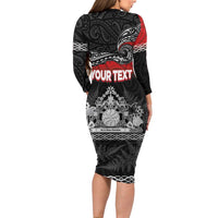 Personalised Maori King Movement Family Matching Long Sleeve Bodycon Dress and Hawaiian Shirt Te Paki-o-Matariki with Silver Ferns and Polynesian Art Tattoo LT03 - Polynesian Pride