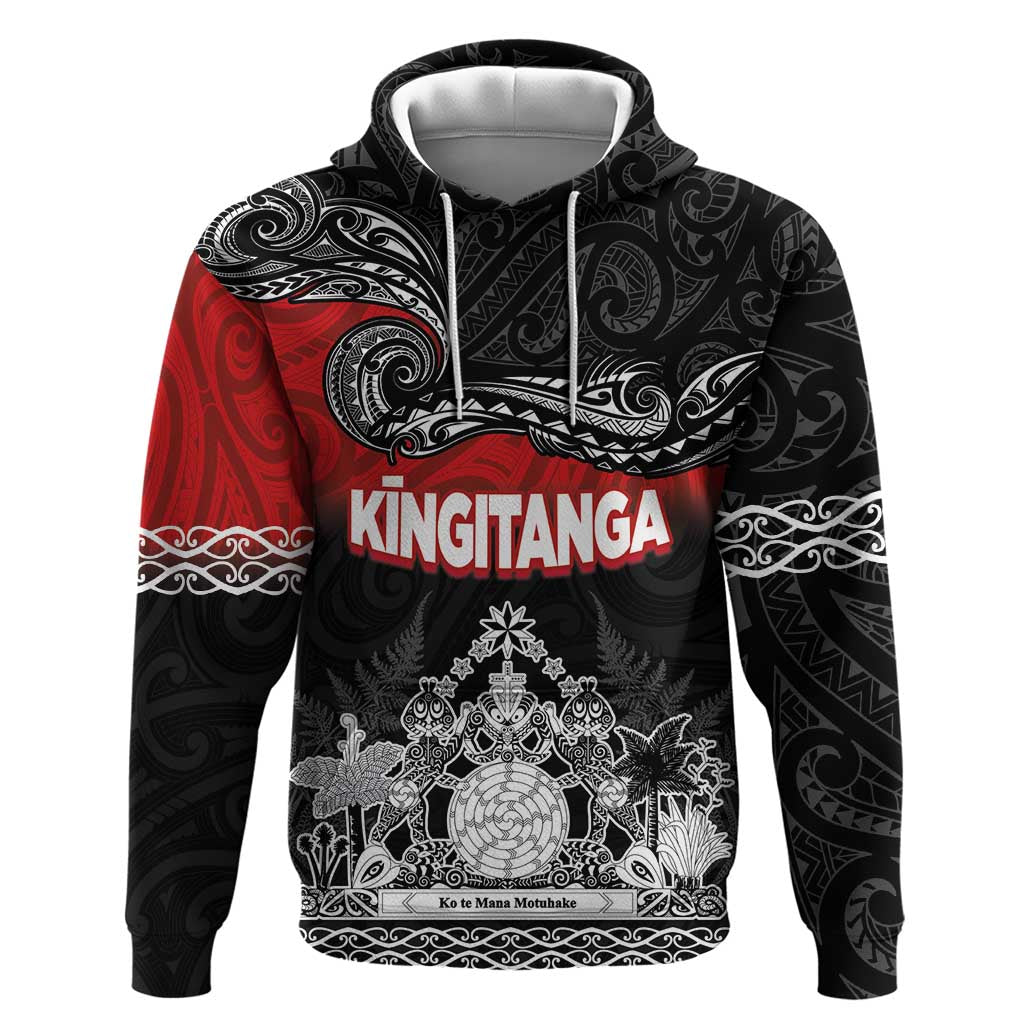 Personalised Maori King Movement Hoodie Te Paki-o-Matariki with Silver Ferns and Polynesian Art Tattoo LT03 Pullover Hoodie Red - Polynesian Pride