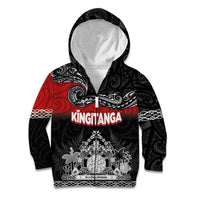 Personalised Maori King Movement Kid Hoodie Te Paki-o-Matariki with Silver Ferns and Polynesian Art Tattoo LT03 Zip Hoodie Red - Polynesian Pride