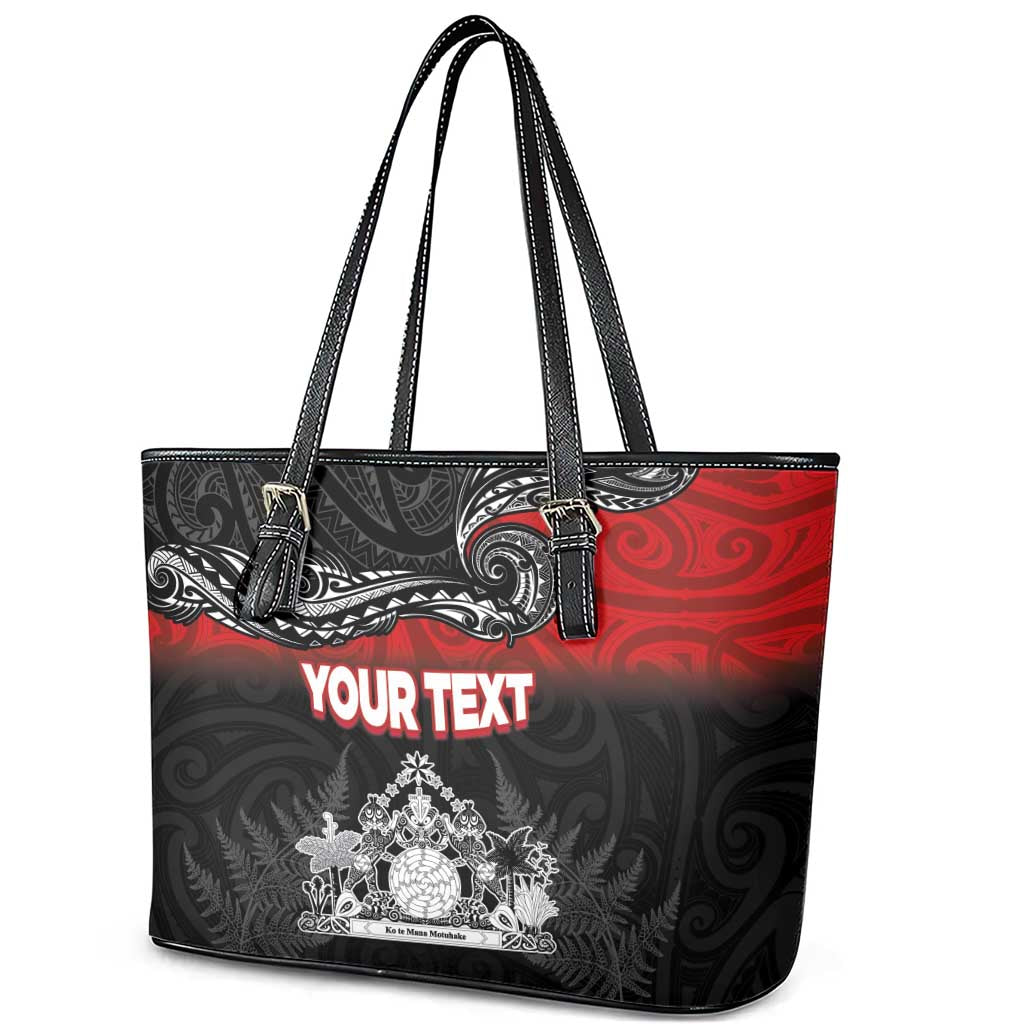 Personalised Maori King Movement Leather Tote Bag Te Paki-o-Matariki with Silver Ferns and Polynesian Art Tattoo LT03 - Polynesian Pride