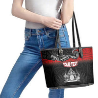 Personalised Maori King Movement Leather Tote Bag Te Paki-o-Matariki with Silver Ferns and Polynesian Art Tattoo LT03 - Polynesian Pride