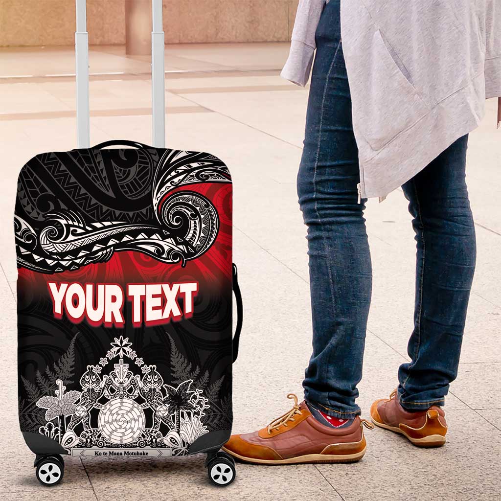 Personalised Maori King Movement Luggage Cover Te Paki-o-Matariki with Silver Ferns and Polynesian Art Tattoo LT03 Red - Polynesian Pride