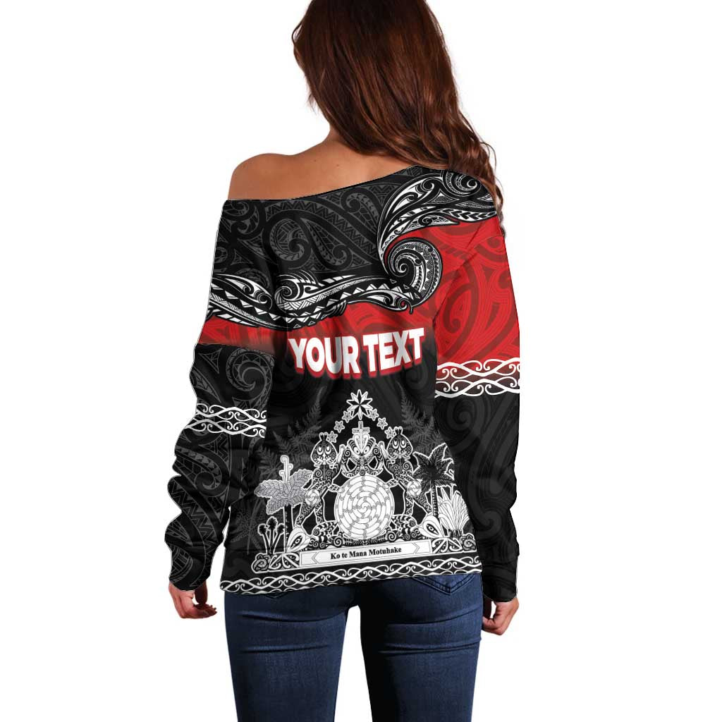 Personalised Maori King Movement Off Shoulder Sweater Te Paki-o-Matariki with Silver Ferns and Polynesian Art Tattoo LT03 - Polynesian Pride