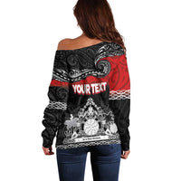 Personalised Maori King Movement Off Shoulder Sweater Te Paki-o-Matariki with Silver Ferns and Polynesian Art Tattoo LT03 - Polynesian Pride