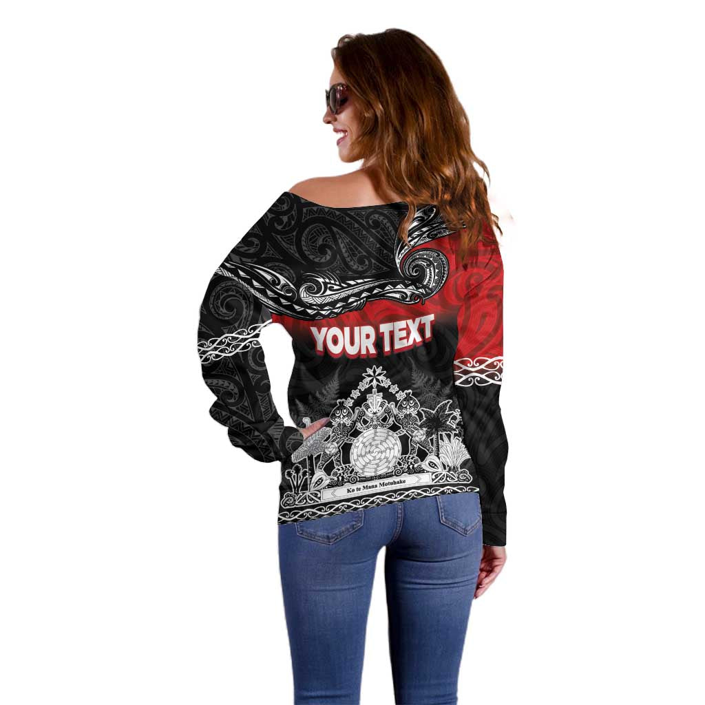 Personalised Maori King Movement Off Shoulder Sweater Te Paki-o-Matariki with Silver Ferns and Polynesian Art Tattoo LT03 - Polynesian Pride
