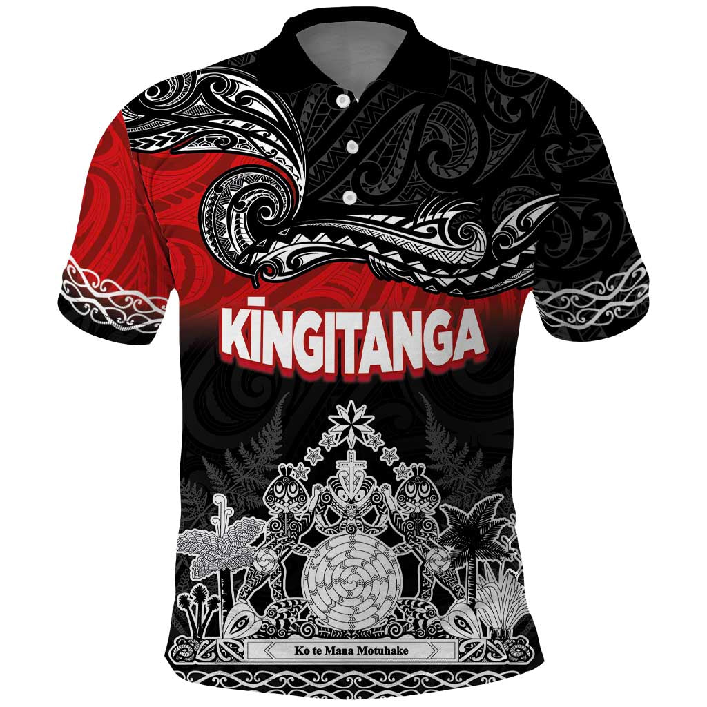 Personalised Maori King Movement Polo Shirt Te Paki-o-Matariki with Silver Ferns and Polynesian Art Tattoo LT03 Red - Polynesian Pride