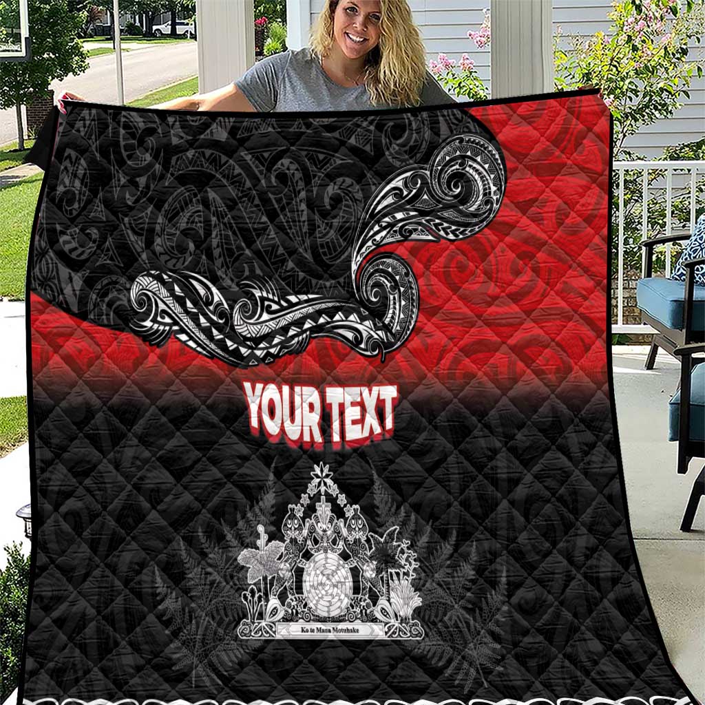 Personalised Maori King Movement Quilt Te Paki-o-Matariki with Silver Ferns and Polynesian Art Tattoo LT03 Red - Polynesian Pride