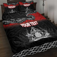 Personalised Maori King Movement Quilt Bed Set Te Paki-o-Matariki with Silver Ferns and Polynesian Art Tattoo LT03 Red - Polynesian Pride