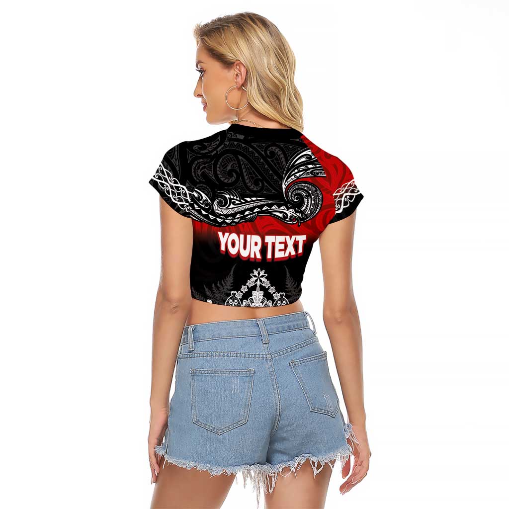 Personalised Maori King Movement Raglan Cropped T Shirt Te Paki-o-Matariki with Silver Ferns and Polynesian Art Tattoo LT03 - Polynesian Pride