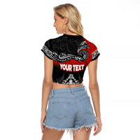 Personalised Maori King Movement Raglan Cropped T Shirt Te Paki-o-Matariki with Silver Ferns and Polynesian Art Tattoo LT03 - Polynesian Pride