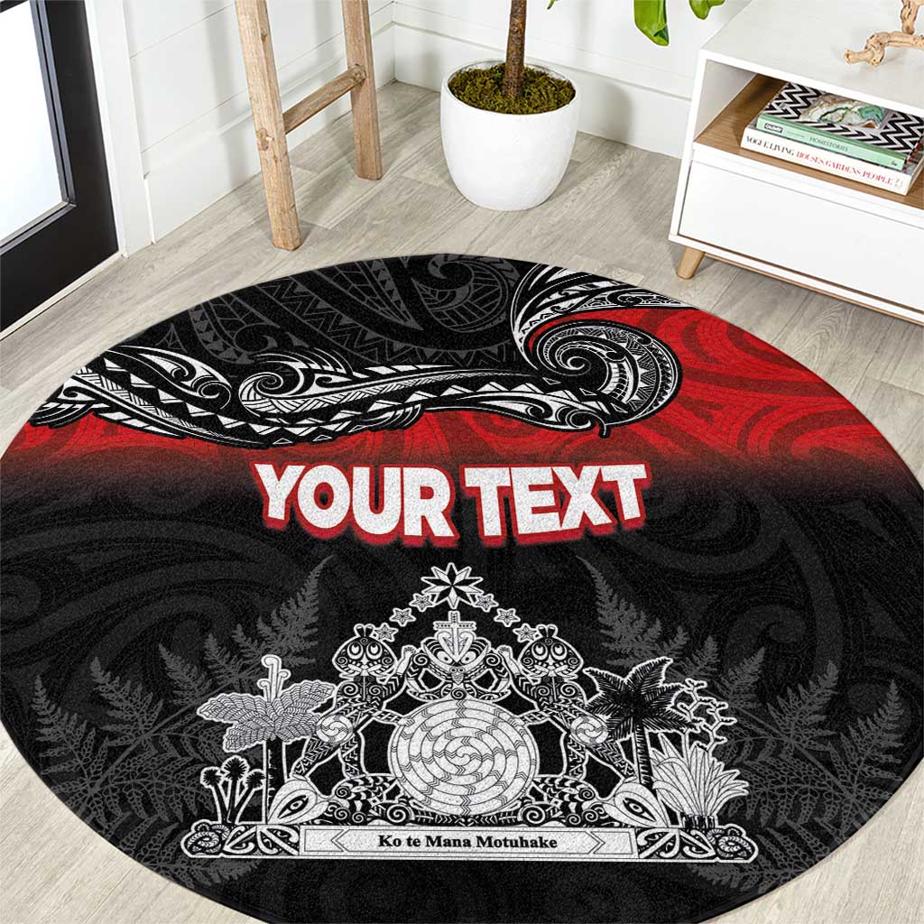 Personalised Maori King Movement Round Carpet Te Paki-o-Matariki with Silver Ferns and Polynesian Art Tattoo LT03 Red - Polynesian Pride