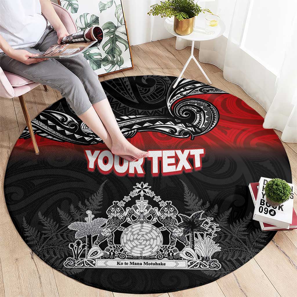 Personalised Maori King Movement Round Carpet Te Paki-o-Matariki with Silver Ferns and Polynesian Art Tattoo LT03 - Polynesian Pride