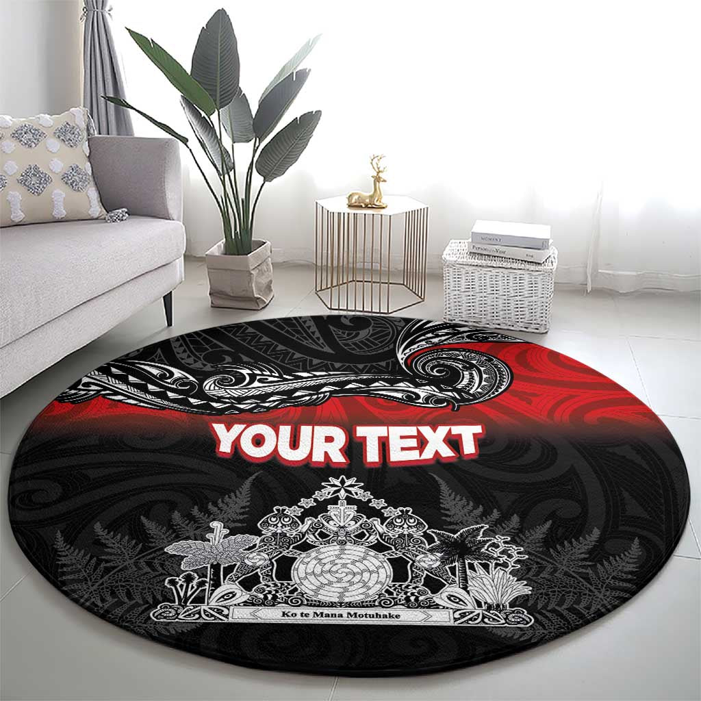 Personalised Maori King Movement Round Carpet Te Paki-o-Matariki with Silver Ferns and Polynesian Art Tattoo LT03 - Polynesian Pride