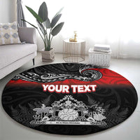 Personalised Maori King Movement Round Carpet Te Paki-o-Matariki with Silver Ferns and Polynesian Art Tattoo LT03 - Polynesian Pride