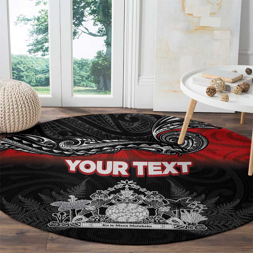 Personalised Maori King Movement Round Carpet Te Paki-o-Matariki with Silver Ferns and Polynesian Art Tattoo LT03 - Polynesian Pride