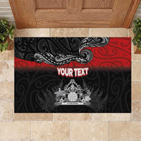 Personalised Maori King Movement Rubber Doormat Te Paki-o-Matariki with Silver Ferns and Polynesian Art Tattoo LT03 Red - Polynesian Pride