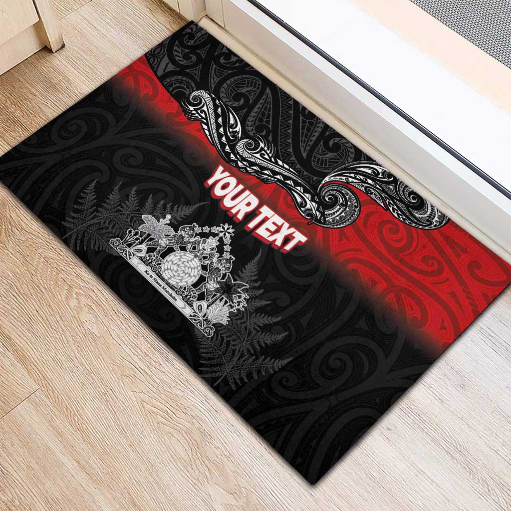 Personalised Maori King Movement Rubber Doormat Te Paki-o-Matariki with Silver Ferns and Polynesian Art Tattoo LT03 - Polynesian Pride