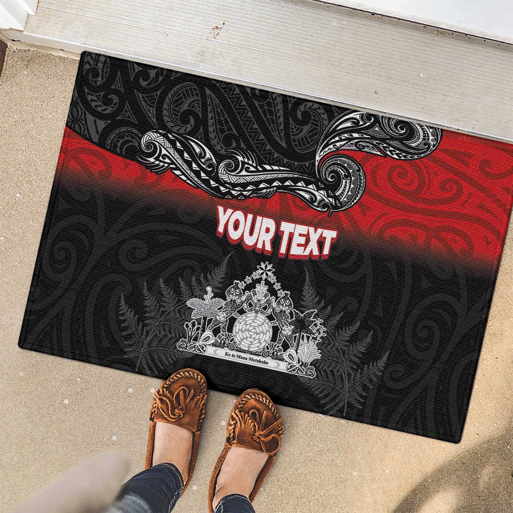 Personalised Maori King Movement Rubber Doormat Te Paki-o-Matariki with Silver Ferns and Polynesian Art Tattoo LT03 - Polynesian Pride