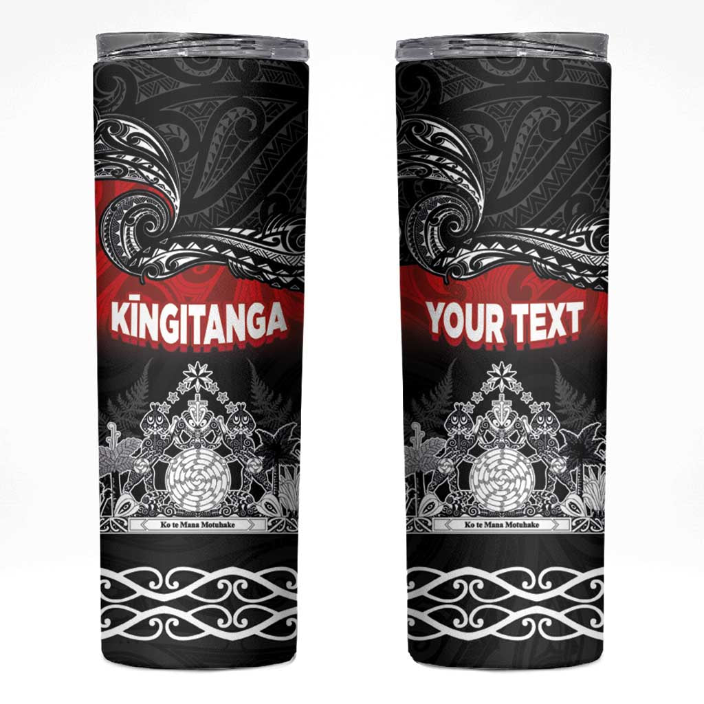 Personalised Maori King Movement Skinny Tumbler Te Paki-o-Matariki with Silver Ferns and Polynesian Art Tattoo LT03 Red - Polynesian Pride