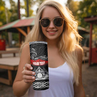 Personalised Maori King Movement Skinny Tumbler Te Paki-o-Matariki with Silver Ferns and Polynesian Art Tattoo LT03 - Polynesian Pride