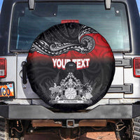 Personalised Maori King Movement Spare Tire Cover Te Paki-o-Matariki with Silver Ferns and Polynesian Art Tattoo LT03 Red - Polynesian Pride