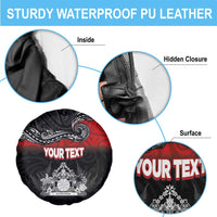 Personalised Maori King Movement Spare Tire Cover Te Paki-o-Matariki with Silver Ferns and Polynesian Art Tattoo LT03 - Polynesian Pride