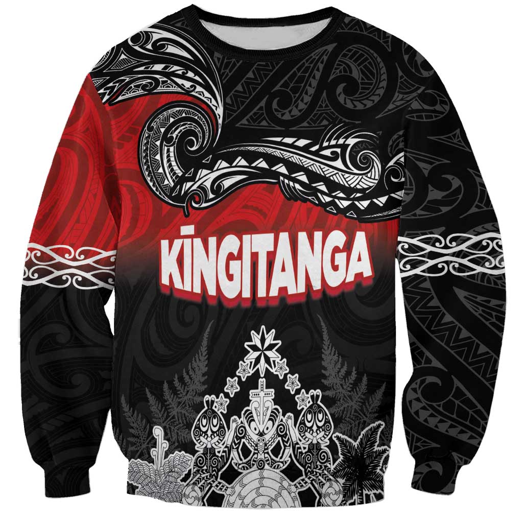 Personalised Maori King Movement Sweatshirt Te Paki-o-Matariki with Silver Ferns and Polynesian Art Tattoo LT03 Unisex Red - Polynesian Pride