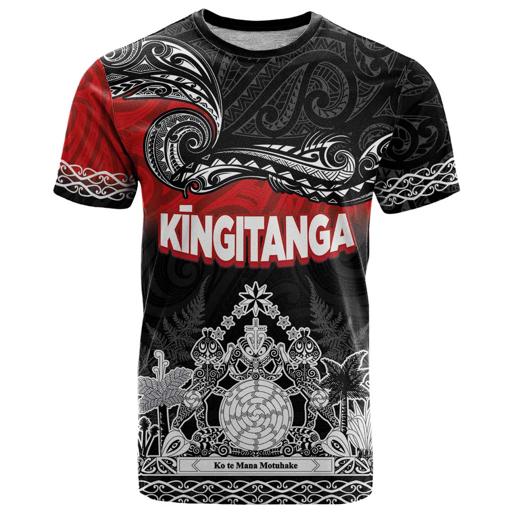 Personalised Maori King Movement T Shirt Te Paki-o-Matariki with Silver Ferns and Polynesian Art Tattoo LT03 Red - Polynesian Pride