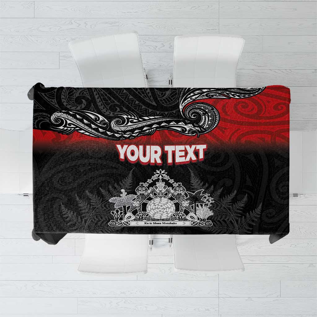 Personalised Maori King Movement Tablecloth Te Paki-o-Matariki with Silver Ferns and Polynesian Art Tattoo LT03 Red - Polynesian Pride